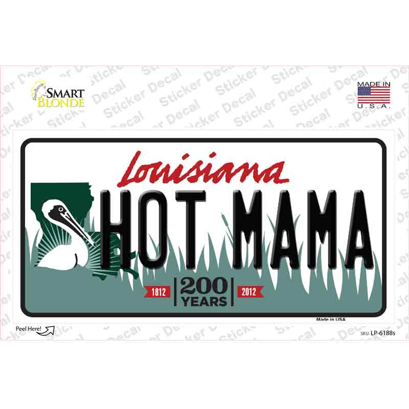 LP-6188s-M Hot Mama Louisiana Novelty Sticker Decal - Medium