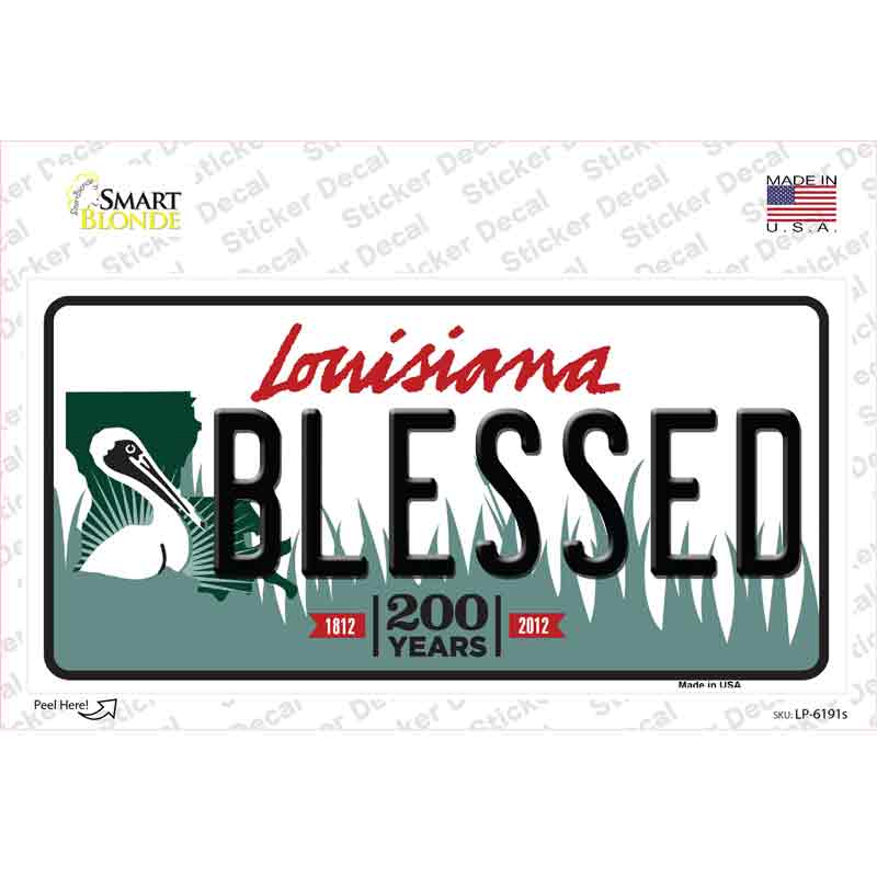 LP-6191s-M Blessed Louisiana Novelty Sticker Decal - Medium