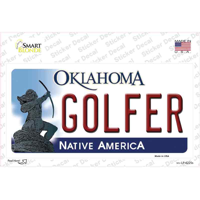 LP-6225s-M Golfer Oklahoma Novelty Sticker Decal - Medium