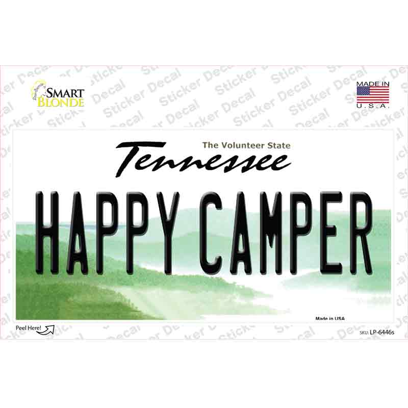 LP-6446s-M Happy Camper Tennessee Novelty Sticker Decal - Medium
