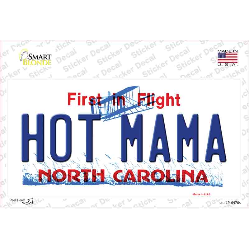 LP-6478s-M Hot Mama North Carolina Novelty Sticker Decal - Medium