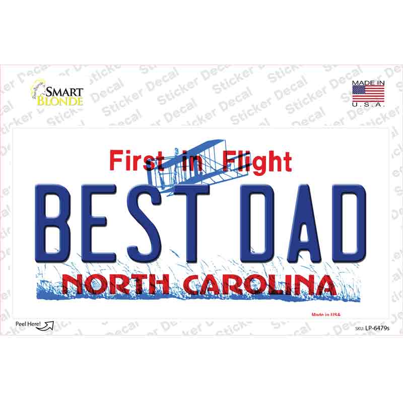 LP-6479s-M Best Dad North Carolina Novelty Sticker Decal - Medium