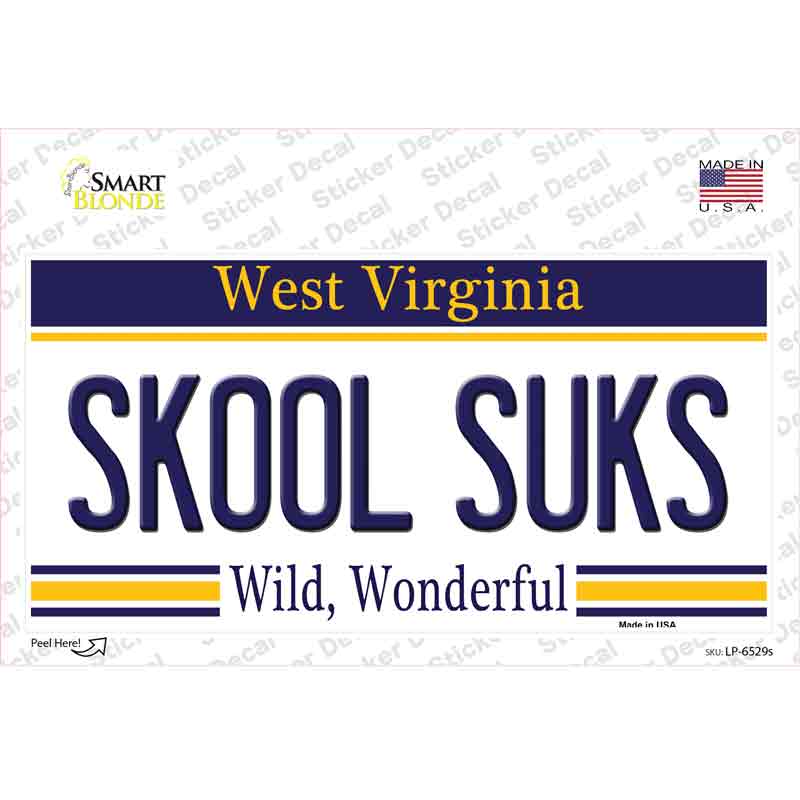 LP-6529s-M Skool Suks West Virginia Novelty Sticker Decal - Medium