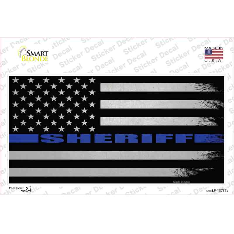 LP-13787s-M Sheriff Blue Flag Novelty Sticker Decal - Medium
