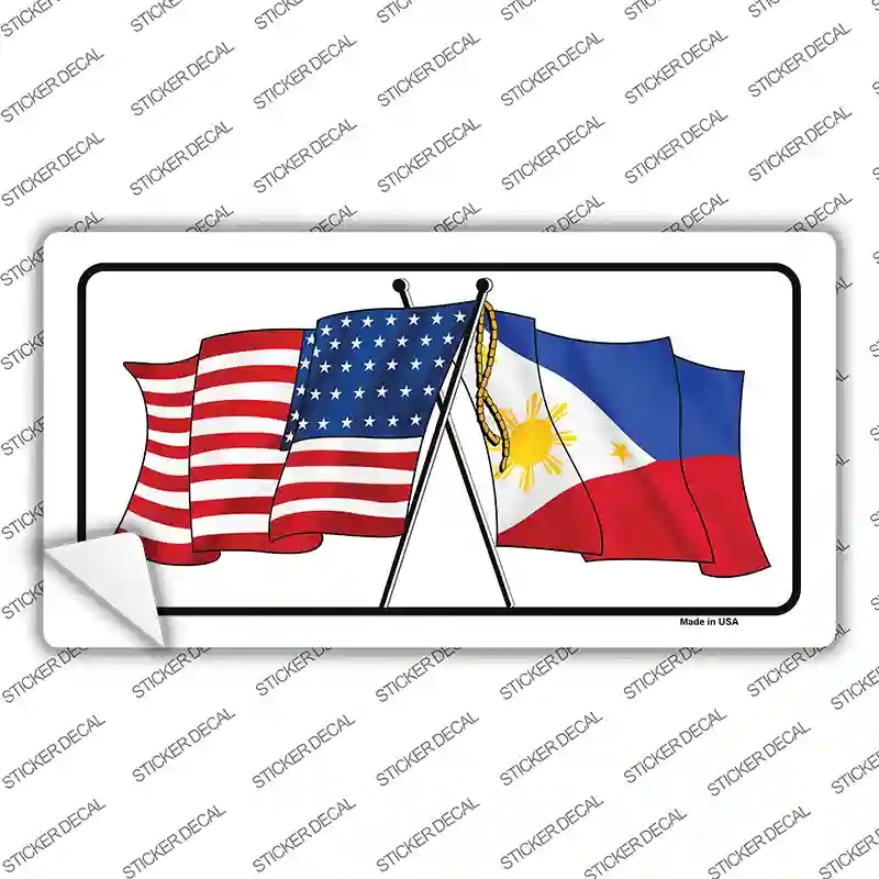 LP-13879s-XL Philippines US Crossed Flag Novelty Sticker Decal - Extra Large