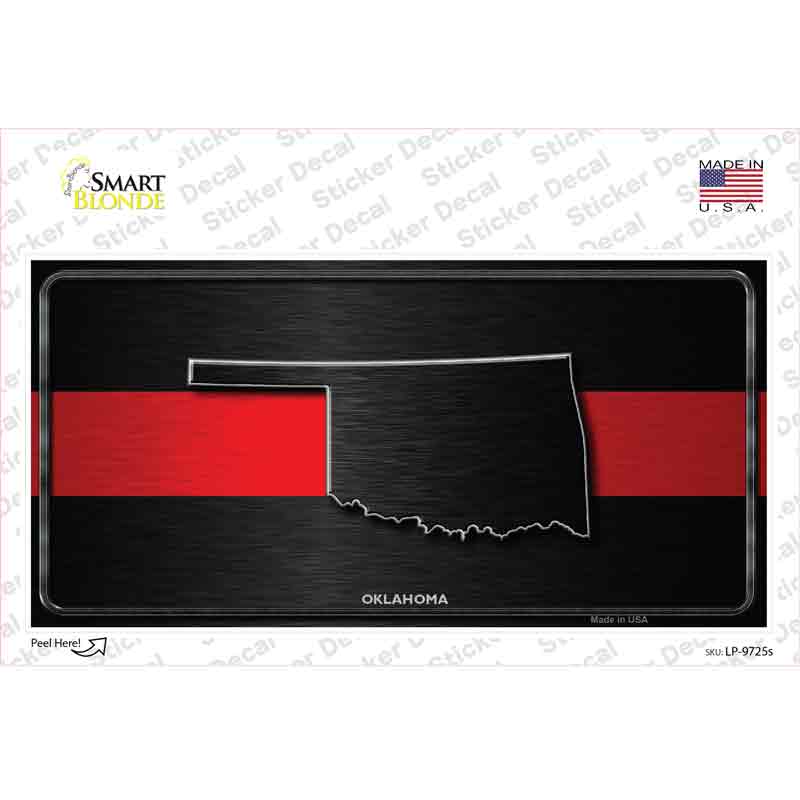 LP-9725s-M Oklahoma Thin Red Line Novelty Sticker Decal - Medium