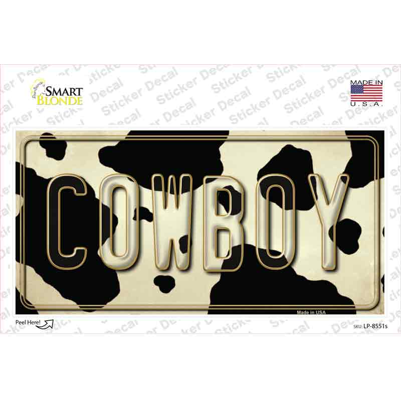 LP-8551s-M Cowboy Cow Novelty Sticker Decal - Medium