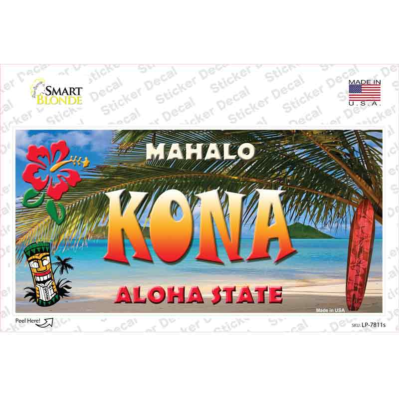 LP-7811s-M Kona Hawaii State Novelty Sticker Decal - Medium