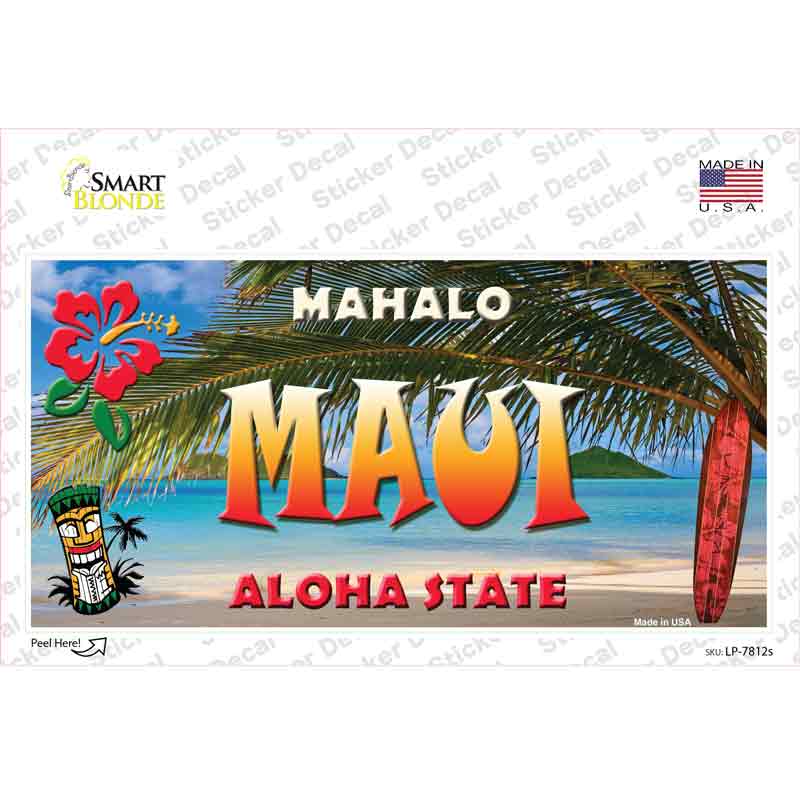 LP-7812s-M Maui Hawaii State Novelty Sticker Decal - Medium