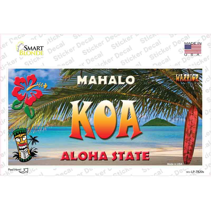 LP-7820s-M Koa Hawaii State Novelty Sticker Decal - Medium