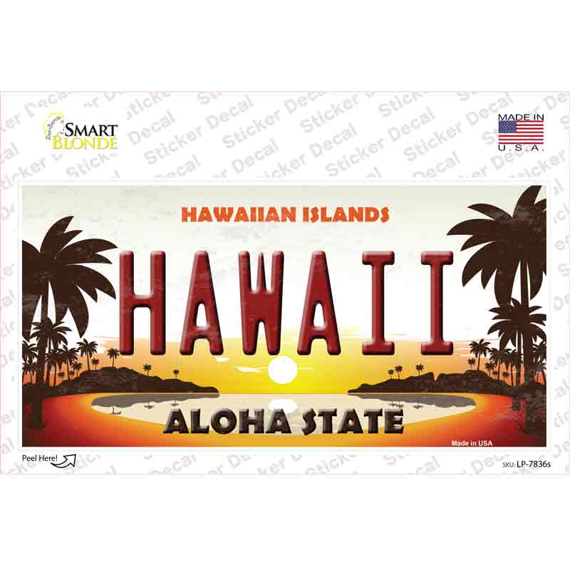 LP-7836s-M Hawaii Hawaiian Islands Novelty Sticker Decal - Medium