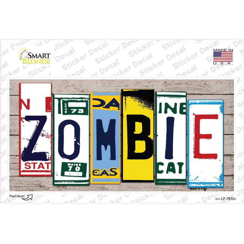 LP-7852s-M Zombie Art Wood Novelty Sticker Decal - Medium