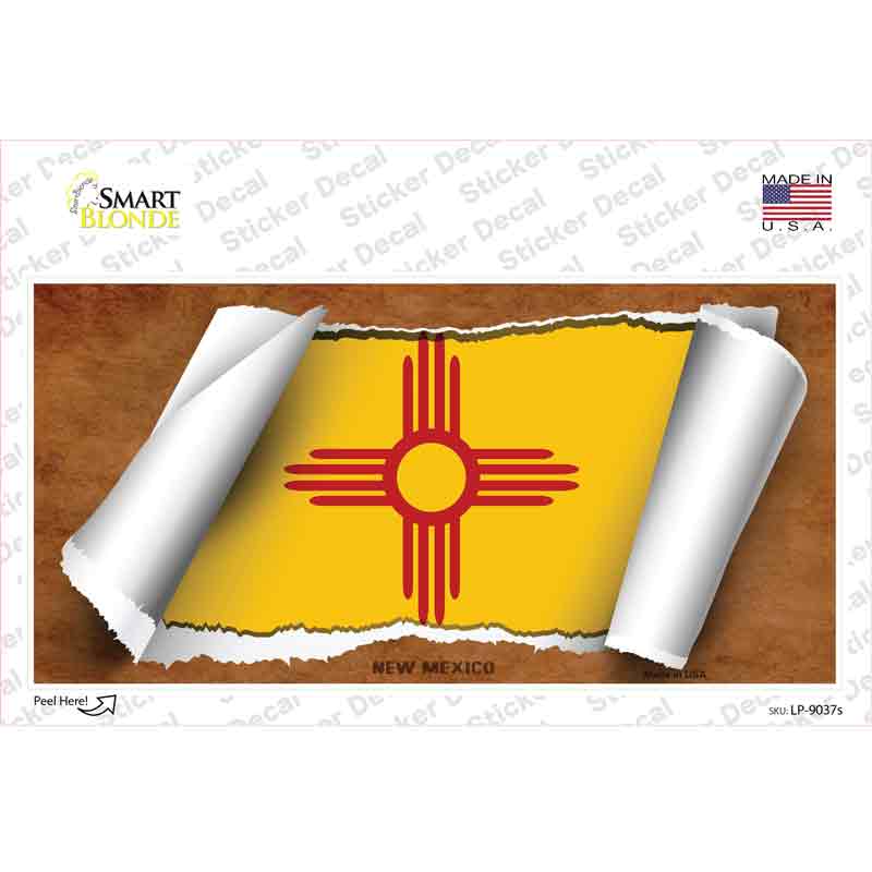 LP-9037s-M   Mexico Flag Scroll Novelty Sticker Decal - Medium