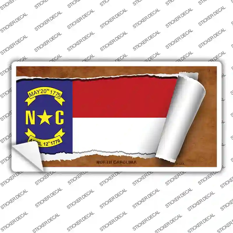 LP-9039s-L North Carolina Flag Scroll Novelty Sticker Decal - Large
