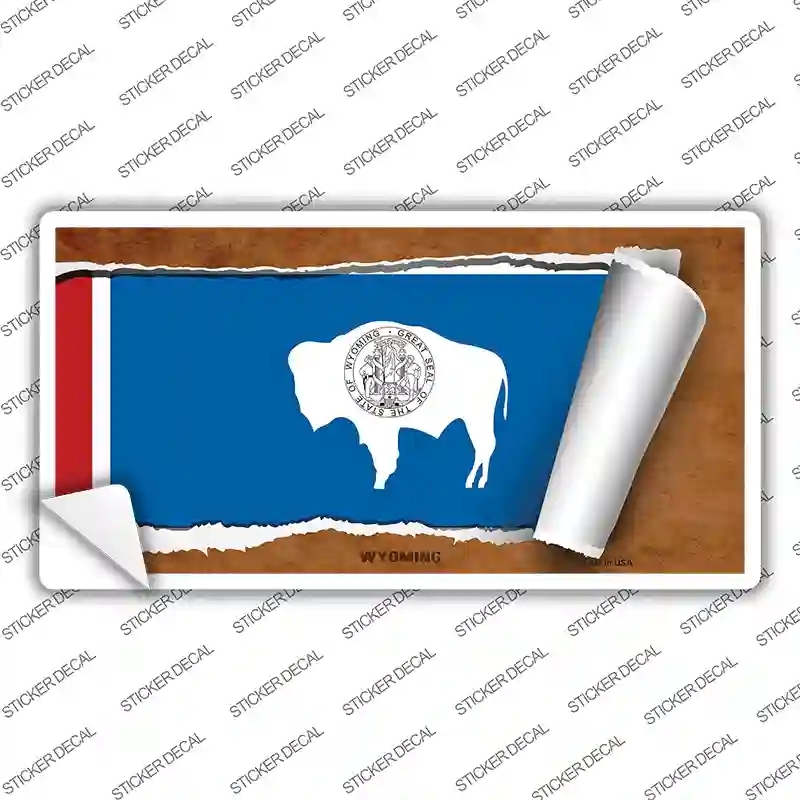 LP-9056s-XL Wyoming Flag Scroll Novelty Sticker Decal - Extra Large