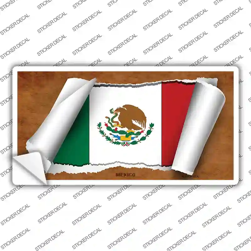LP-9059s-L Mexico Flag Scroll Novelty Sticker Decal - Large
