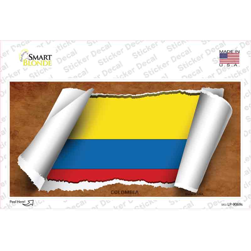 LP-9069s-M Colombia Flag Scroll Novelty Sticker Decal - Medium