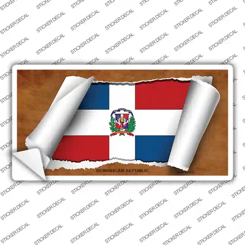 LP-9071s-L Dominican Republic Flag Scroll Novelty Sticker Decal - Large