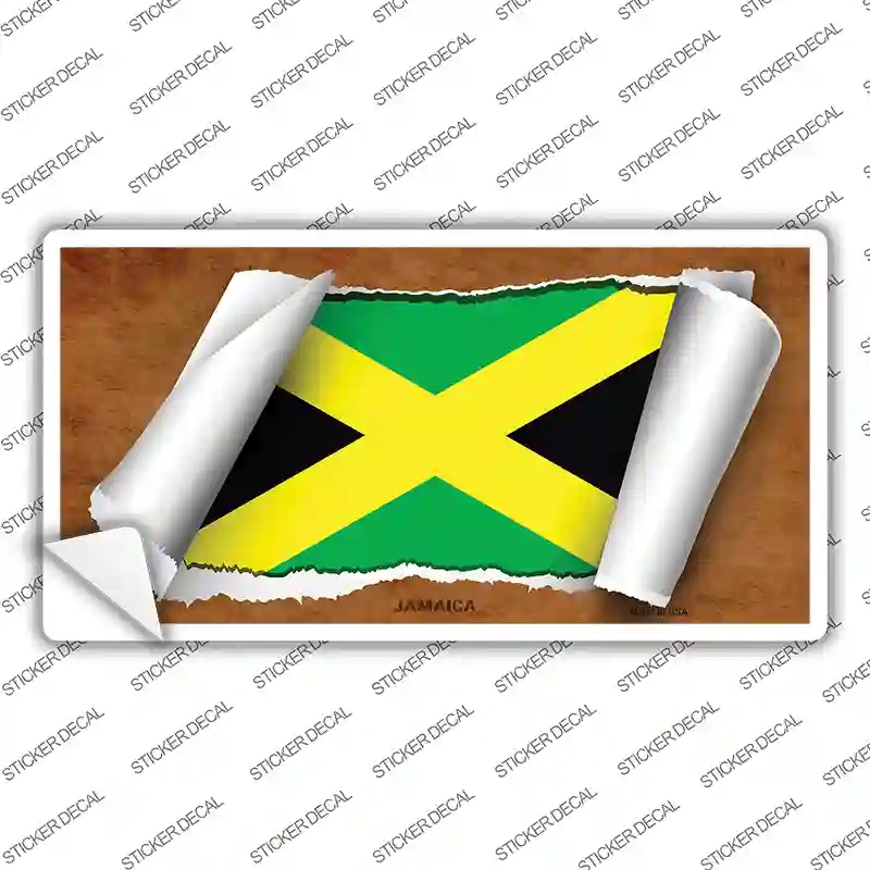 LP-9073s-L Jamaica Flag Scroll Novelty Sticker Decal - Large
