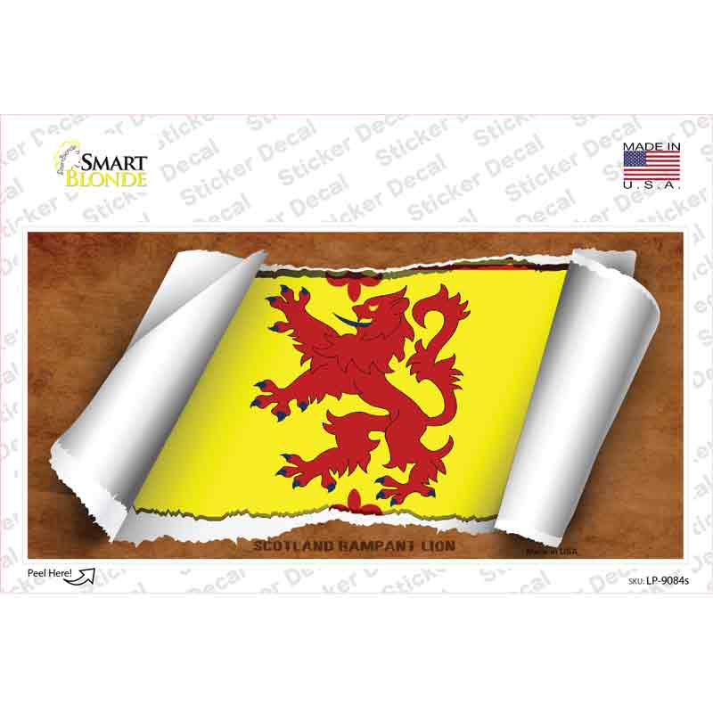 LP-9084s-M Scotland Rampant Lion Flag Scroll Novelty Sticker Decal - Medium