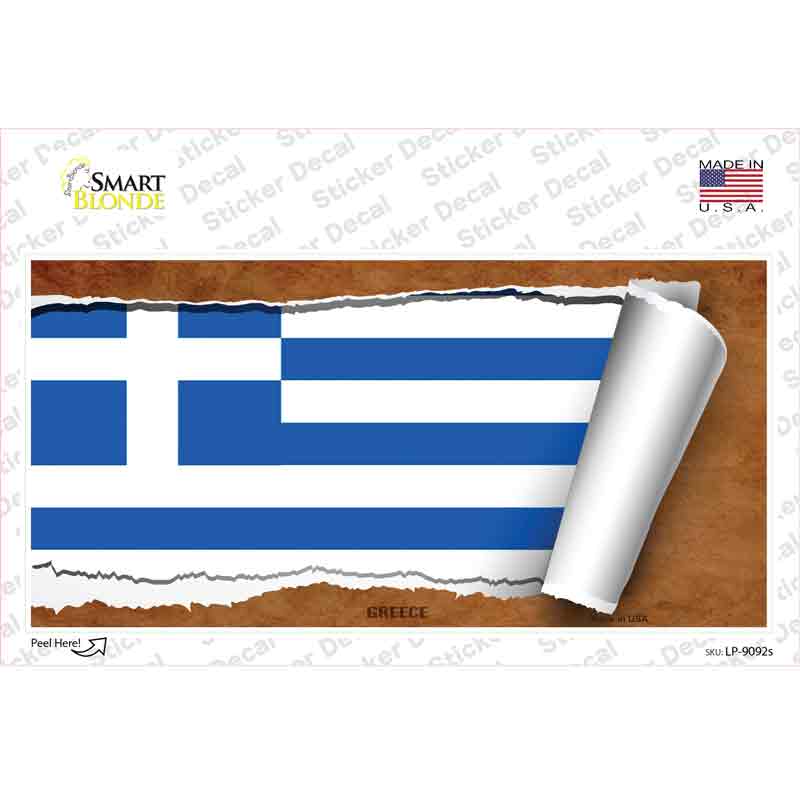 LP-9092s-M Greece Flag Scroll Novelty Sticker Decal - Medium