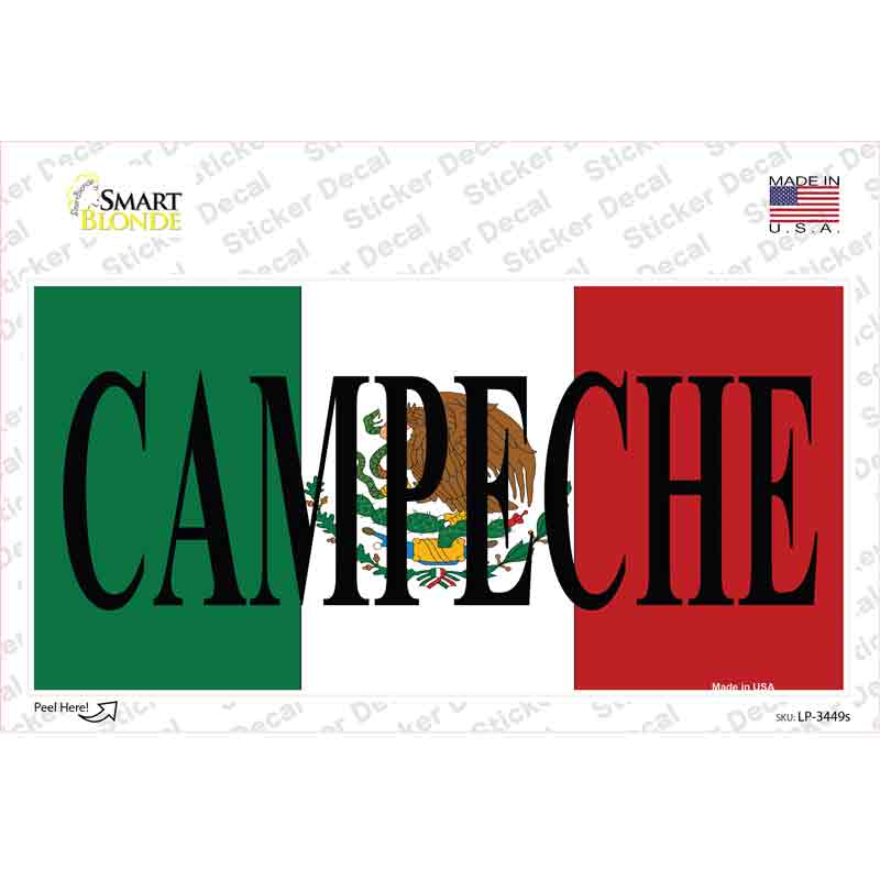 LP-3449s-M Campeche Mexico Background Novelty Sticker Decal - Medium