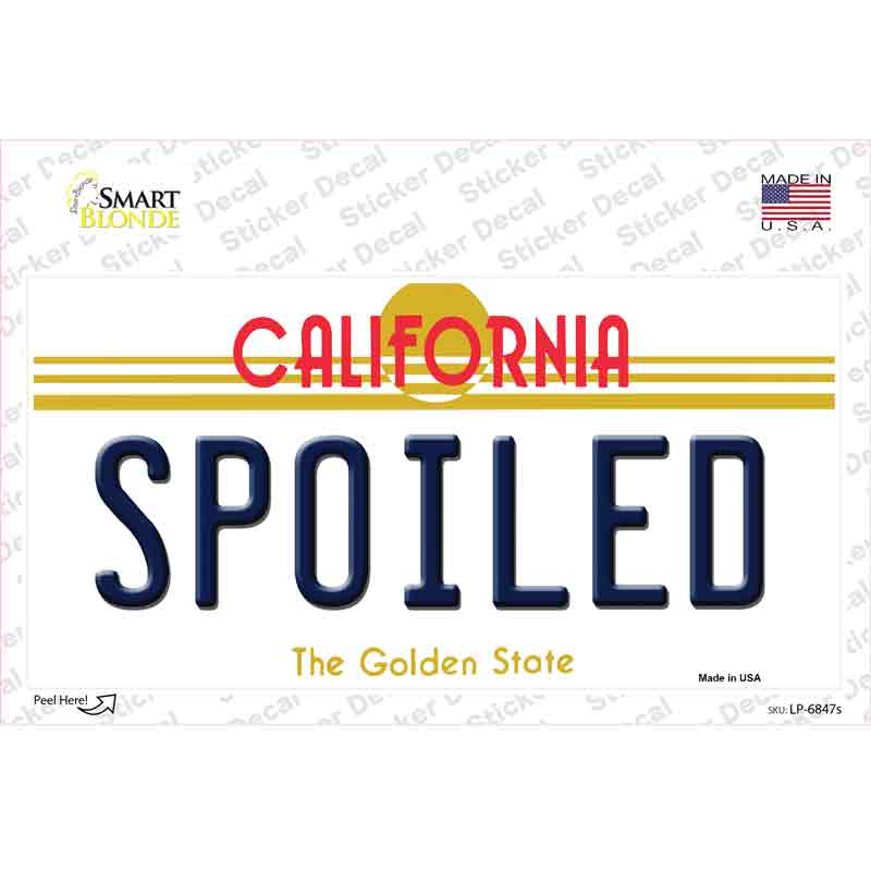 LP-6847s-M Spoiled California Novelty Sticker Decal - Medium