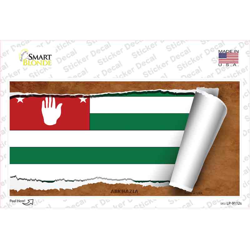 LP-9112s-M Abkhazia Flag Scroll Novelty Sticker Decal - Medium