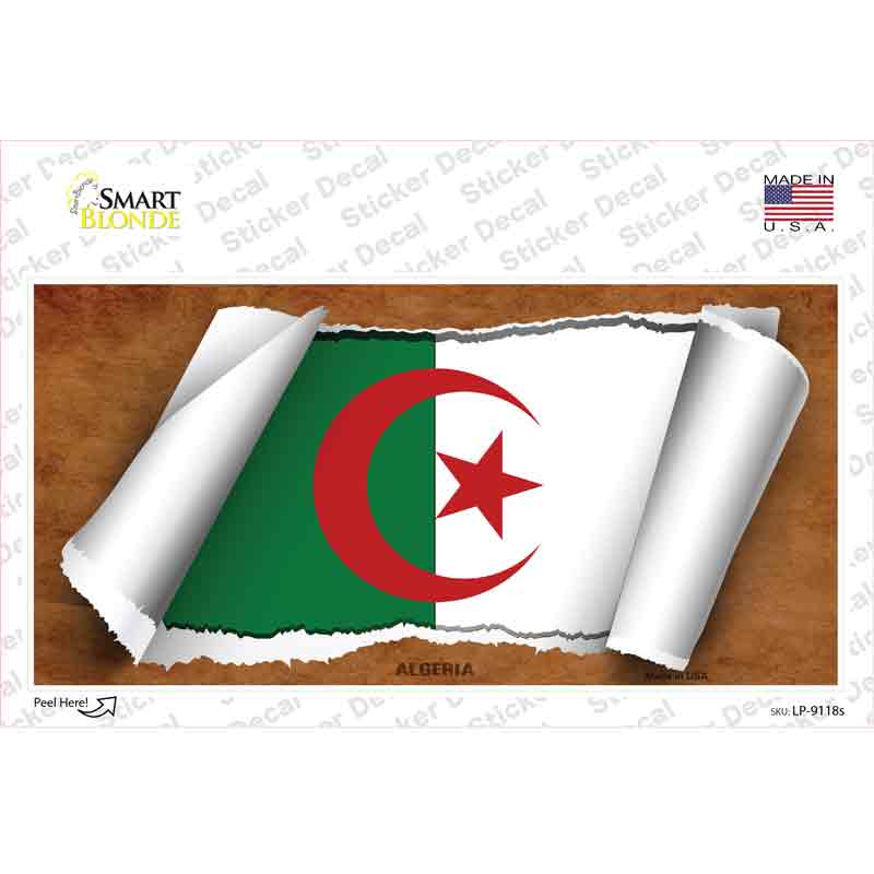 LP-9118s-M Algeria Flag Scroll Novelty Sticker Decal - Medium