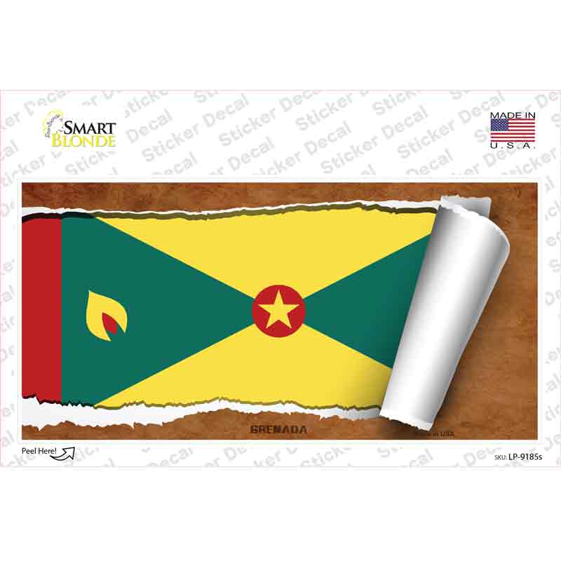 LP-9185s-M Grenada Flag Scroll Novelty Sticker Decal - Medium