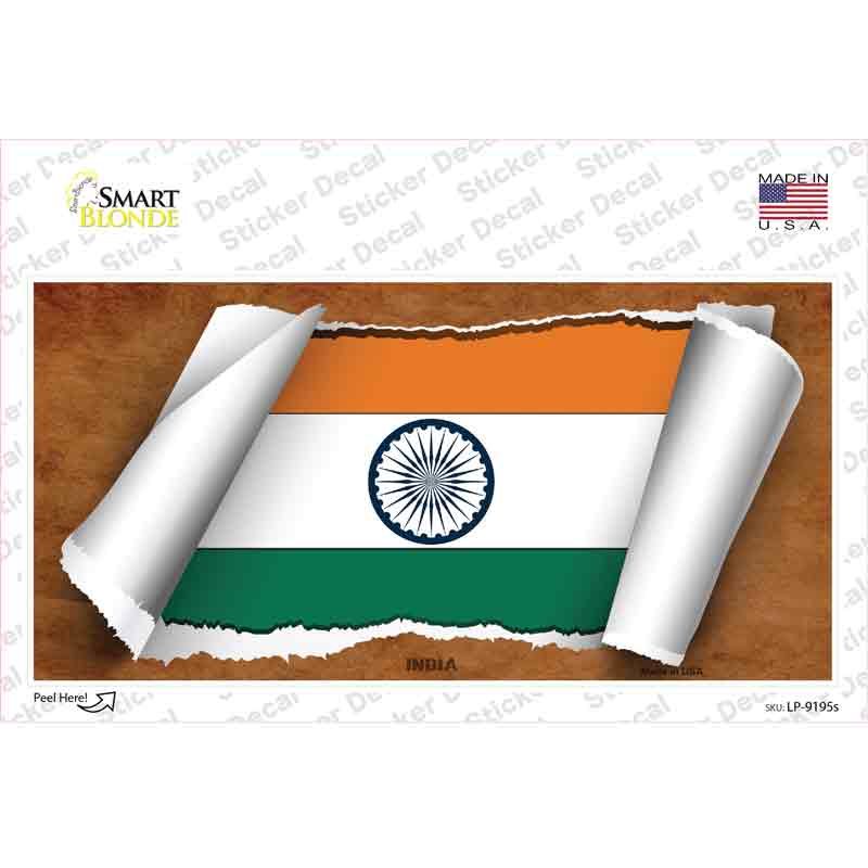 LP-9195s-M India Flag Scroll Novelty Sticker Decal - Medium