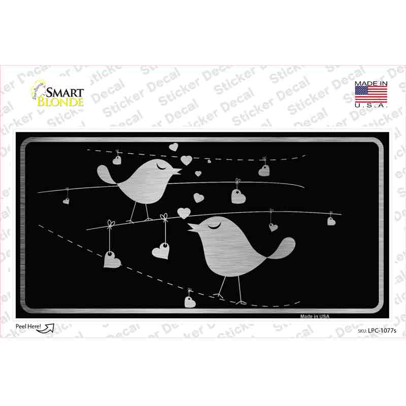 LPC-1077s-M Love Birds Black Brushed Chrome Novelty Sticker Decal - Medium