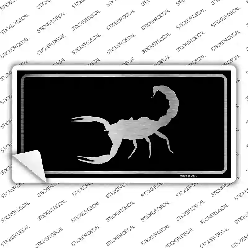 LPC-1079s-S Scorpion Black Brushed Chrome Novelty Sticker Decal - Small