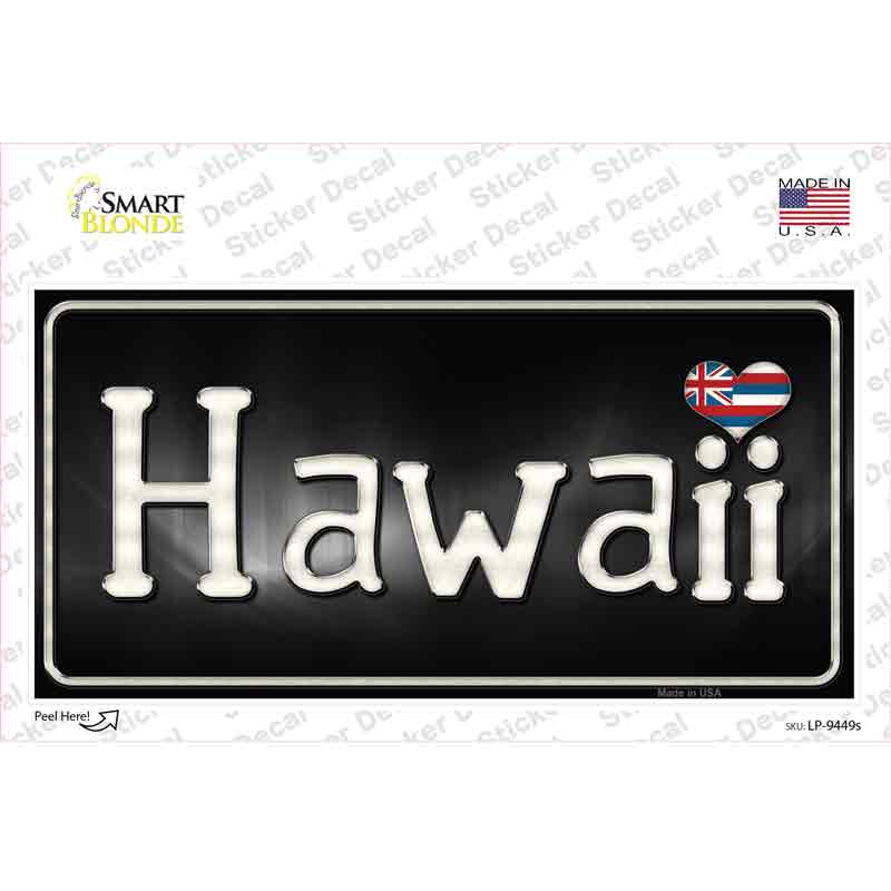 LP-9449s-M Hawaii Flag Script Novelty Sticker Decal - Medium