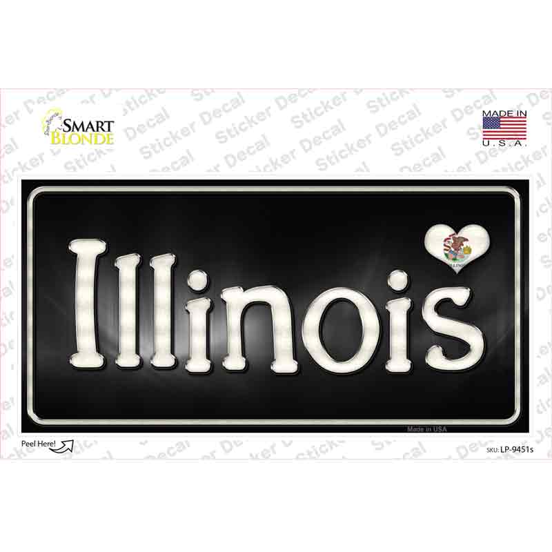LP-9451s-M Illinois Flag Script Novelty Sticker Decal - Medium