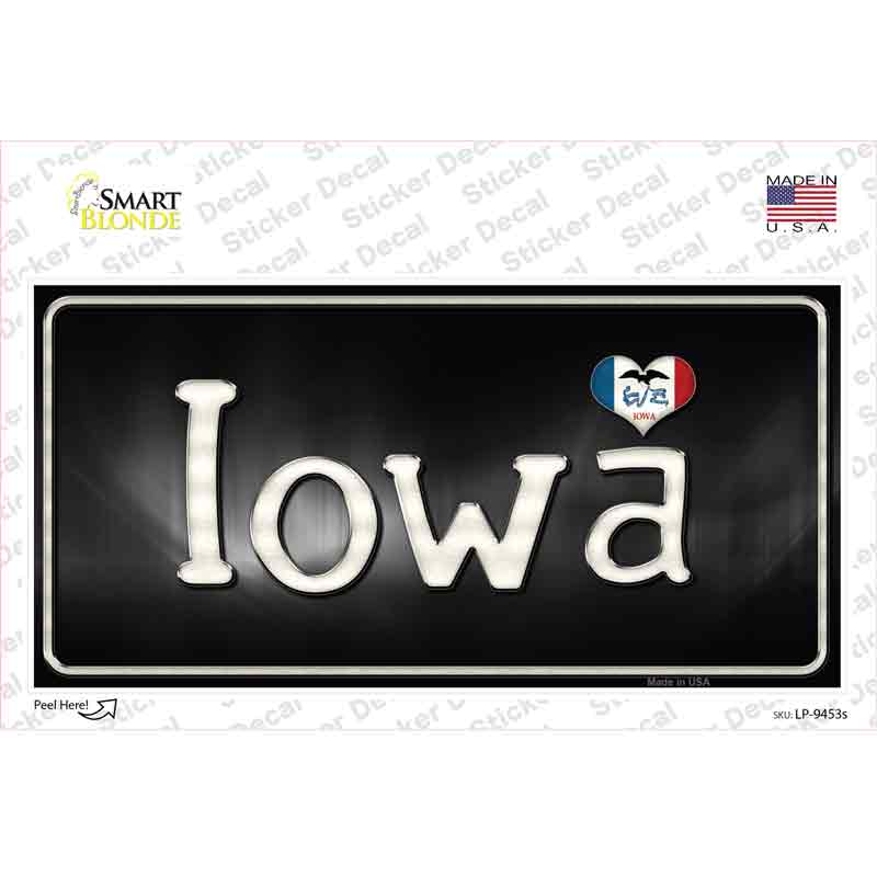 LP-9453s-M Iowa Flag Script Novelty Sticker Decal - Medium