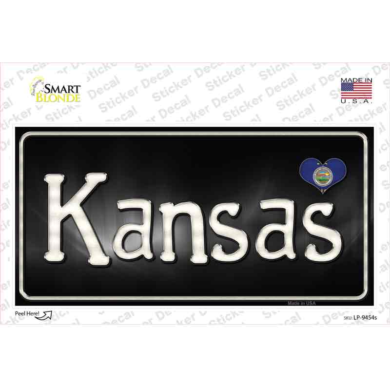 LP-9454s-M Kansas Flag Script Novelty Sticker Decal - Medium