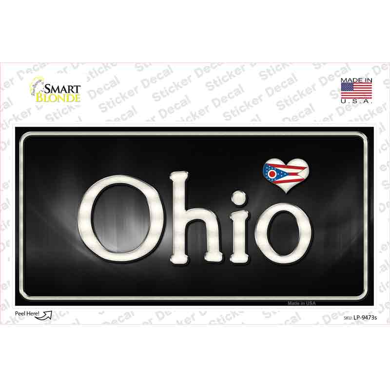 LP-9473s-M Ohio Flag Script Novelty Sticker Decal - Medium