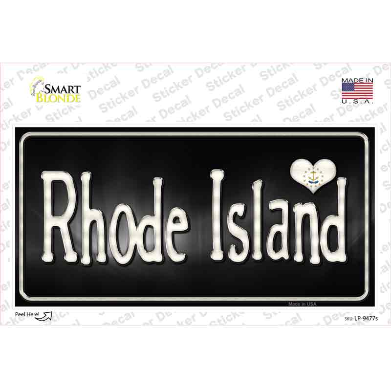 LP-9477s-M Rhode Island Flag Script Novelty Sticker Decal - Medium