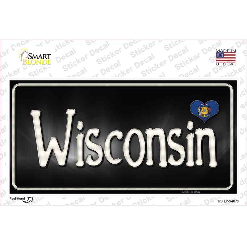 LP-9487s-M Wisconsin Flag Script Novelty Sticker Decal - Medium