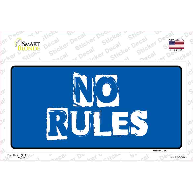 LP-5342s-M No Rules Novelty Sticker Decal - Medium