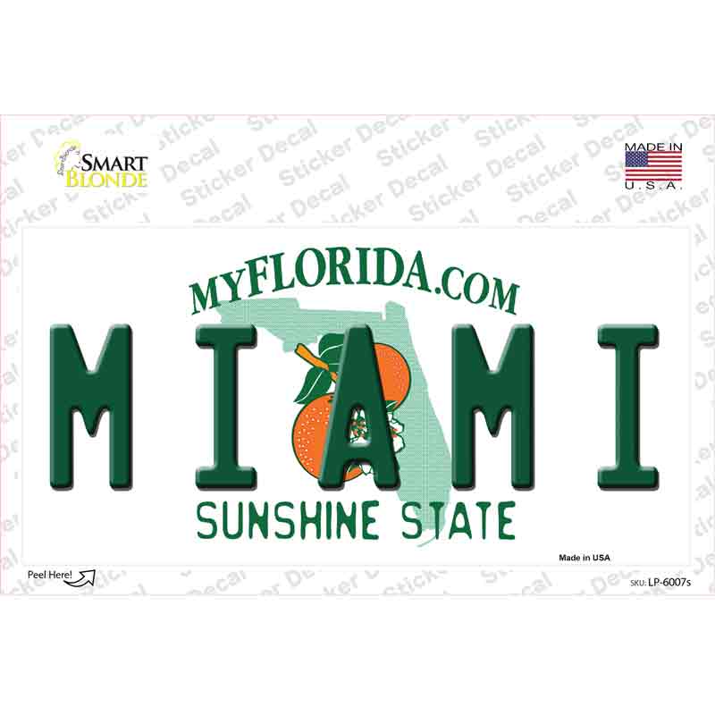 LP-6007s-M Miami Florida Novelty Sticker Decal - Medium