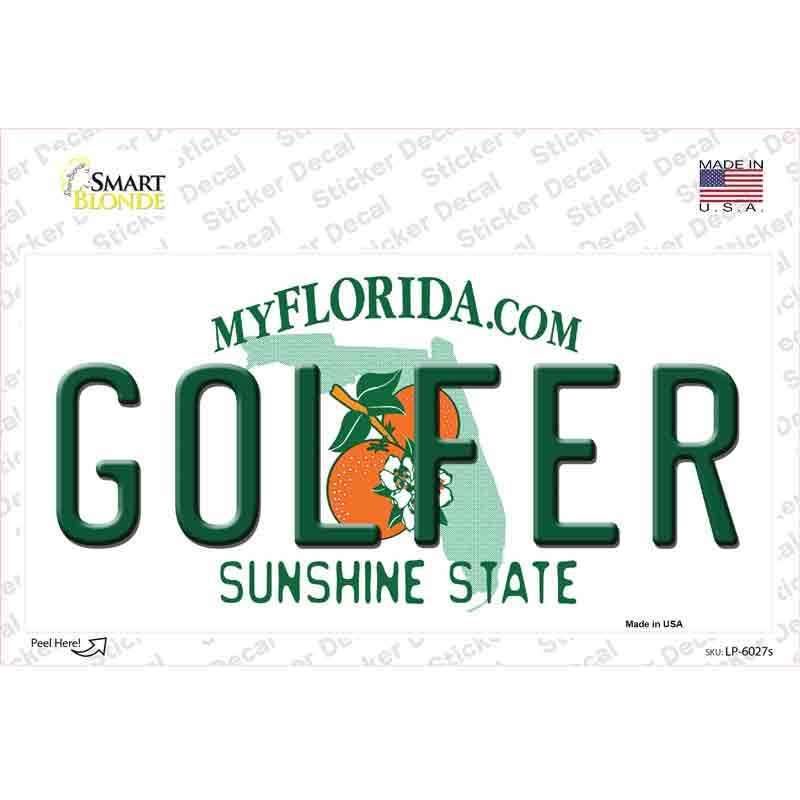 LP-6027s-M Golfer Florida Novelty Sticker Decal - Medium