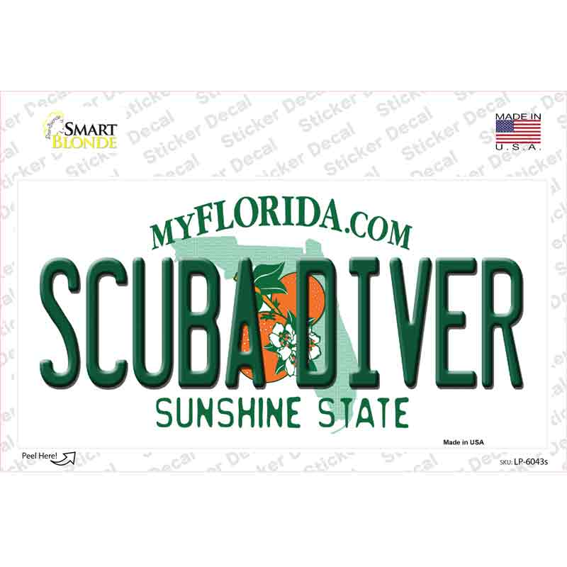 LP-6043s-M Scuba Diver Florida Novelty Sticker Decal - Medium