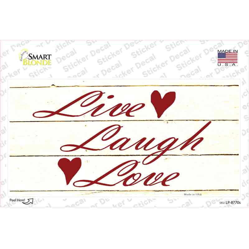 LP-8770s-M Live, Laugh & Love Novelty Sticker Decal - Medium