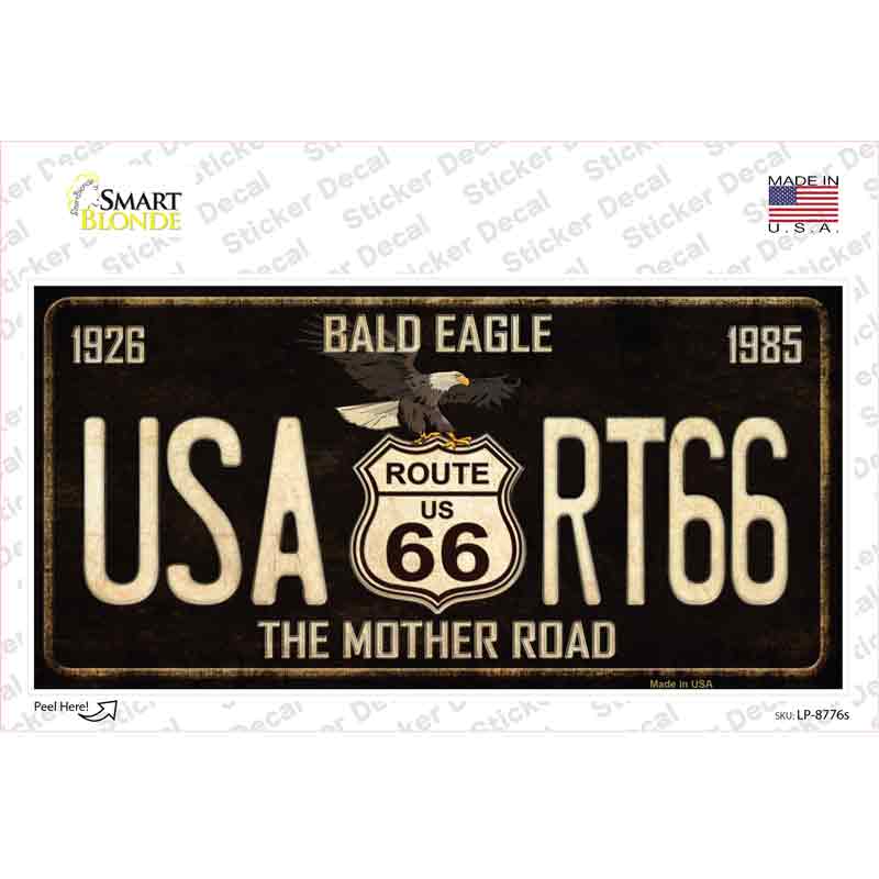 LP-8776s-M Bald Eagle Route 66 Novelty Sticker Decal - Medium