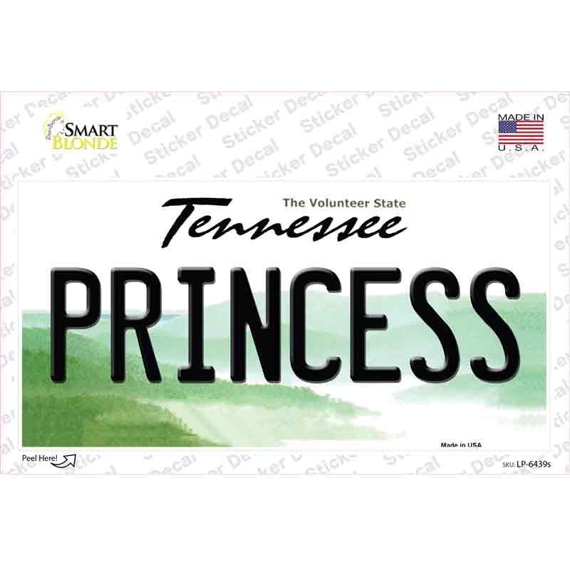 LP-6439s-M Princess Tennessee Novelty Sticker Decal - Medium