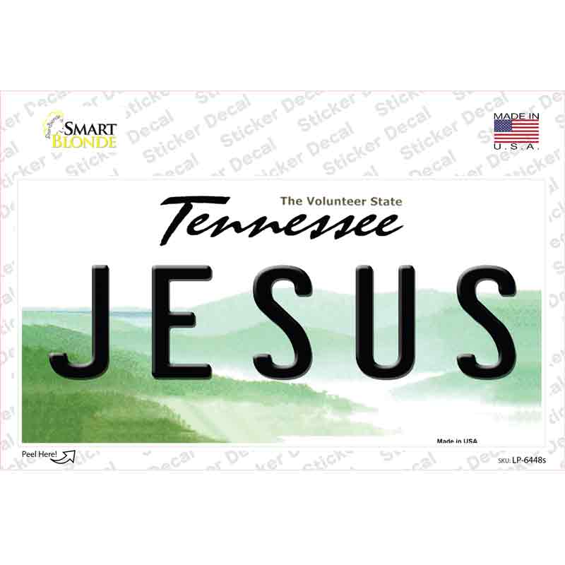 LP-6448s-M Jesus Tennessee Novelty Sticker Decal - Medium
