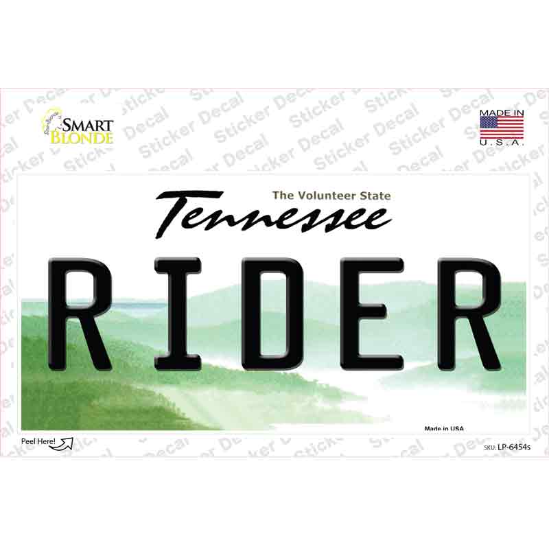 LP-6454s-M Rider Tennessee Novelty Sticker Decal - Medium