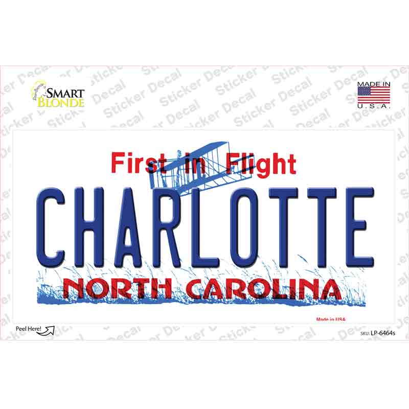 LP-6464s-M Charlotte North Carolina Novelty Sticker Decal - Medium